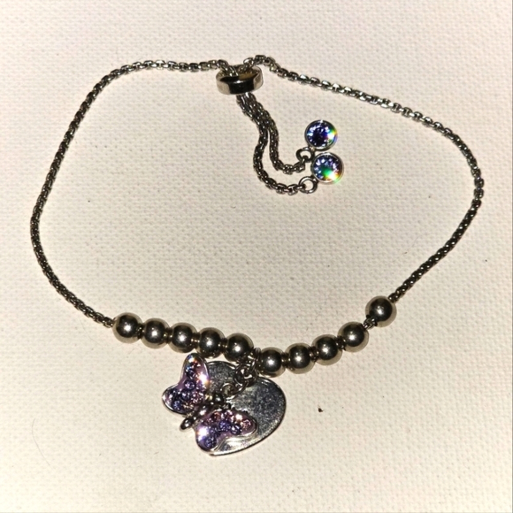Silver Adjustable Butterfly Charm‎ Bracelet